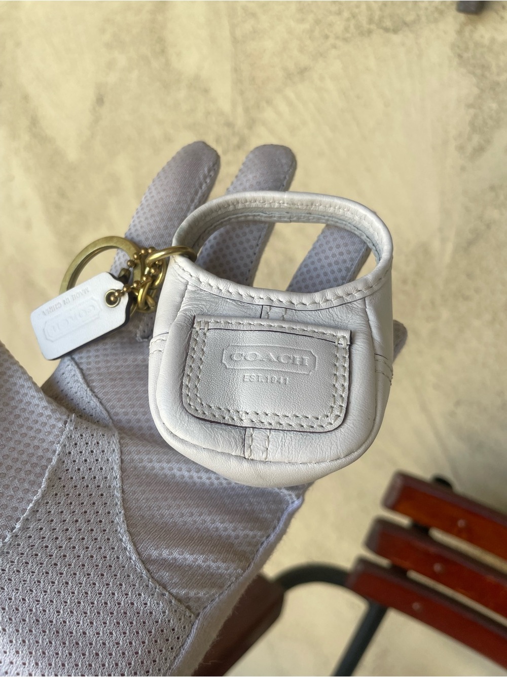 COACH, Legacy, Ergo Vintage Keychain, White, Y2K